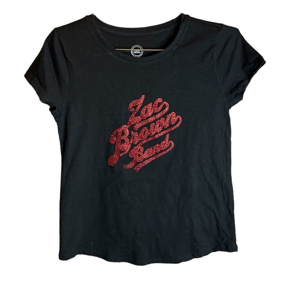 5‎ for $25🔥Girls Large (10-12) Wonder Nation Black Zac Brown T-Shirt